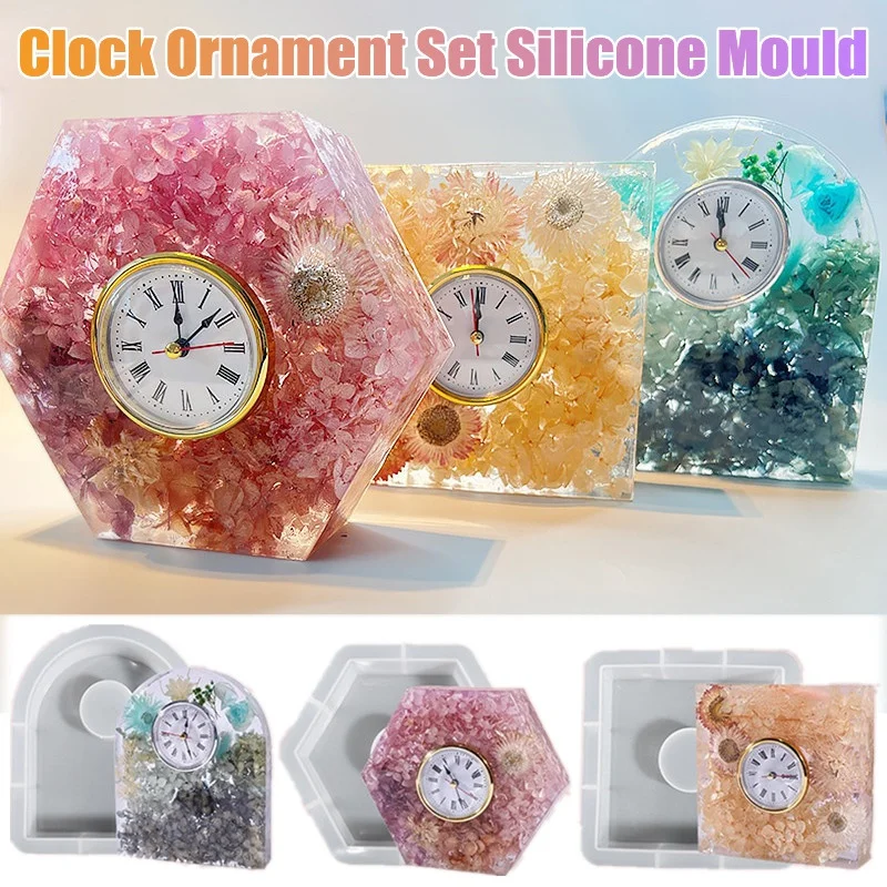 Silicone Epoxy Resin Molds Set - مجموعة زخرفة الساعة قالب من السيليكون