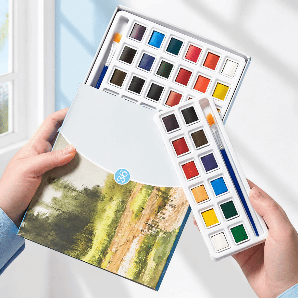 مجموعة ألوان مائية محمولة، ألو - مراجعة Watercolor Paint Set Solid Pigment وسعره