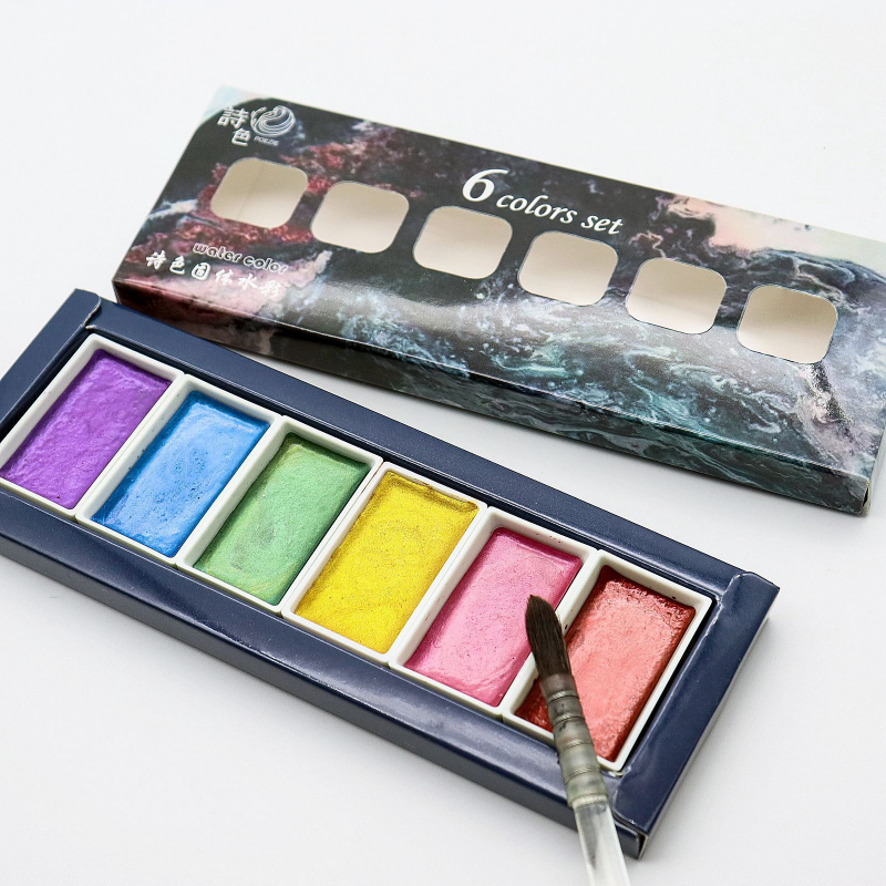 مجموعة ألوان مائية لؤلؤية معدن - مراجعة Watercolor Paint Set Solid Pigment وسعره