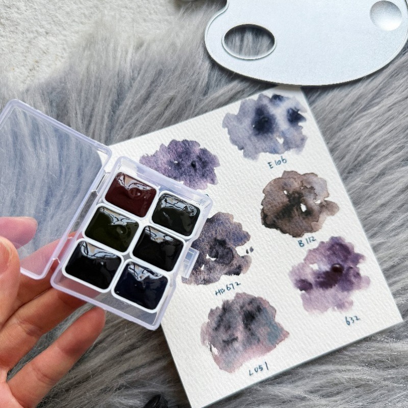 6 ألوان 1 مل مجموعة الليلة الب - مراجعة Watercolor Paint Set Solid Pigment وسعره